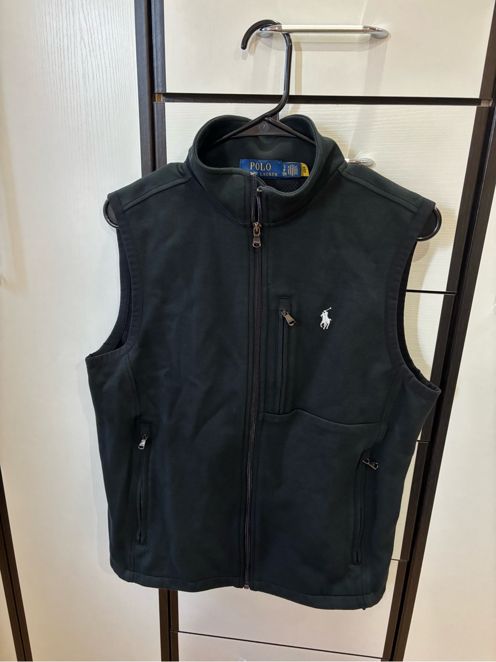 Ralph Lauren Black Fleece Zip-Up Vest with Polo Logo